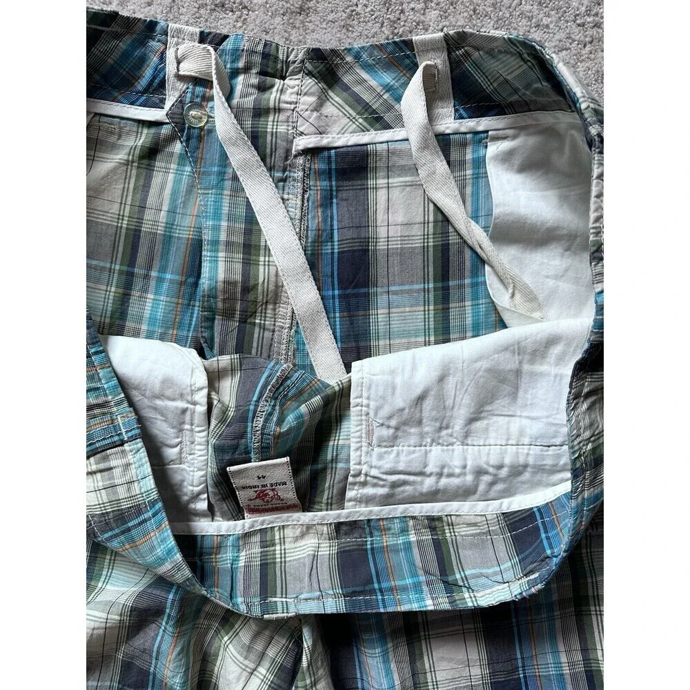 True Religion Mens Multicolor Plaid Casual Cut Off Cargo Shorts Size‎ 44 NWT